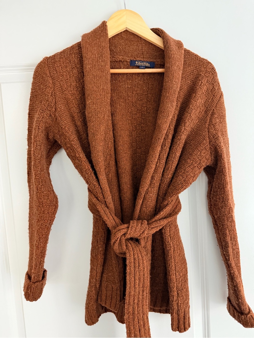 Brooks Brothers Rust Brown Shawl Collar Wrap Cardigan